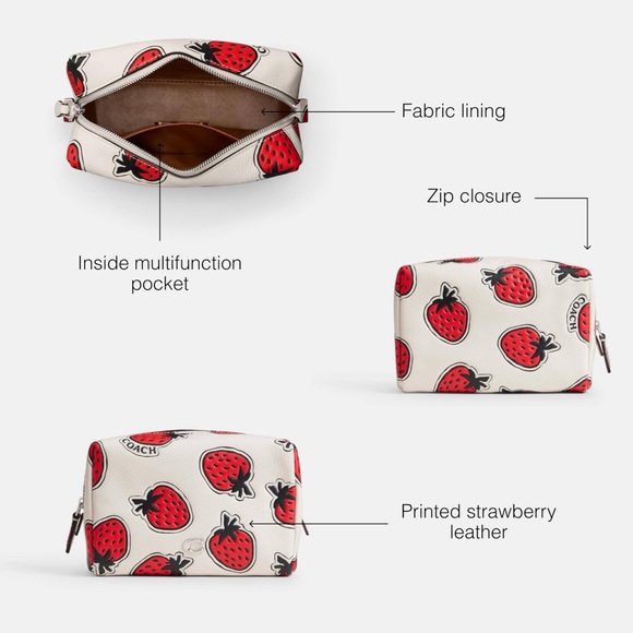 NWT Coach Essential Cosmetic Pouch with Strawberry Print - Picture 2 of 5